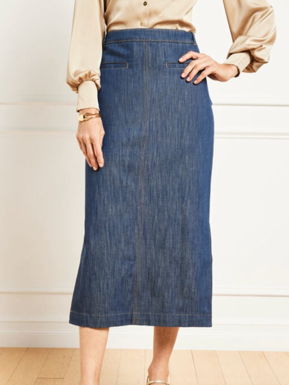 Talbots Refined Denim Midi Skirt Size 4